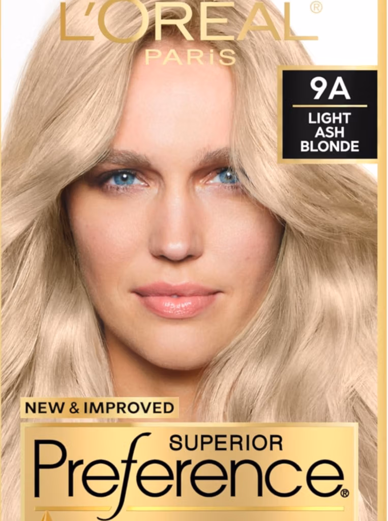 At-home hair color kit, or root touch-up; do it yourself hair coloring box dye semi-permanent hair color with gray coverage or white hair. L'Oreal Paris Superior Preference - color, 9A Light Ash Blonde.